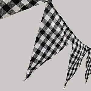 Buffalo Check Plaid Banner Cotton Black and White Gingham Bunting Garland Pennant Flag Banner, 24pcs