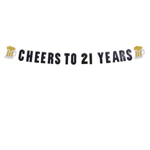 tennychaor 21st birthday banner,gold glitter paper sign for 21st birthday wedding aniversary party supplies decorations,cheers t0 21 years.