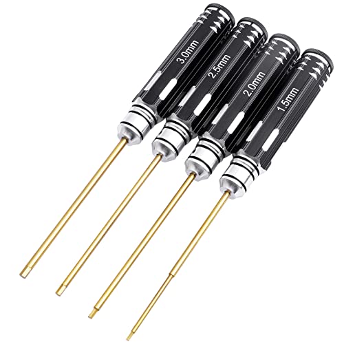 Hobbypark 1.5mm 2.0mm 2.5mm 3.0mm Hex Screw Driver Set Titanium Hexagon Screwdriver Allen Wrench Tool Kit for RC Car Multi-Axis FPV Racing Drone RC Quadcopter Helicopter Models