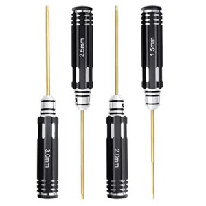 Hobbypark 1.5mm 2.0mm 2.5mm 3.0mm Hex Screw Driver Set Titanium Hexagon Screwdriver Allen Wrench Tool Kit for RC Car Multi-Axis FPV Racing Drone RC Quadcopter Helicopter Models