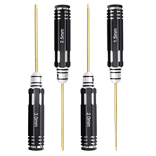 Hobbypark 1.5mm 2.0mm 2.5mm 3.0mm Hex Screw Driver Set Titanium Hexagon Screwdriver Allen Wrench Tool Kit for RC Car Multi-Axis FPV Racing Drone RC Quadcopter Helicopter Models