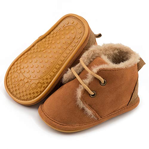 CENCIRILY Baby Booties Newborn Girl Boy shoes Infant Fleece Cozy Fur Lining Winter Warm Ankle Boots Rubber Sole Anti-Slip Prewalker Boots