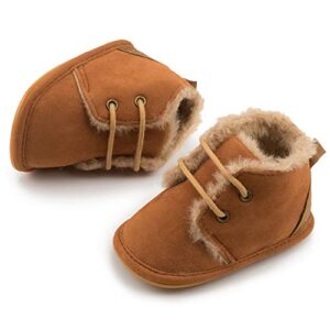 CENCIRILY Baby Booties Newborn Girl Boy shoes Infant Fleece Cozy Fur Lining Winter Warm Ankle Boots Rubber Sole Anti-Slip Prewalker Boots