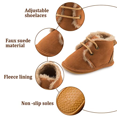 CENCIRILY Baby Booties Newborn Girl Boy shoes Infant Fleece Cozy Fur Lining Winter Warm Ankle Boots Rubber Sole Anti-Slip Prewalker Boots