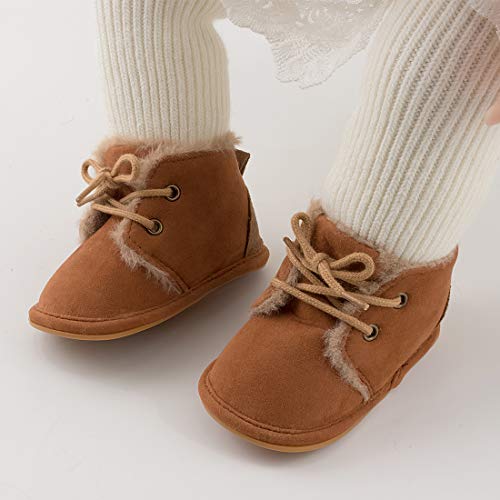 CENCIRILY Baby Booties Newborn Girl Boy shoes Infant Fleece Cozy Fur Lining Winter Warm Ankle Boots Rubber Sole Anti-Slip Prewalker Boots