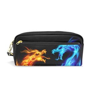 pencil case abstract animal dragon pattern leather pen pencil case box pouch zipper makeup cosmetic bag travel