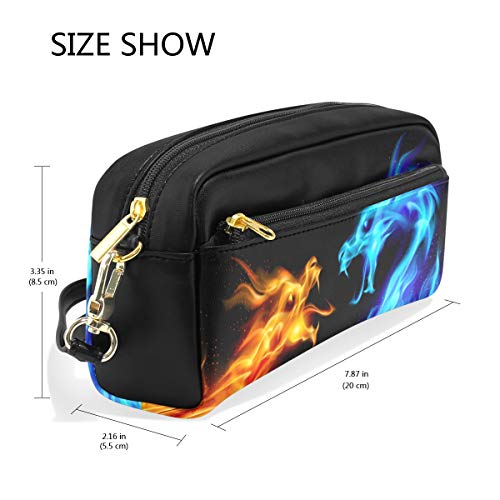 Pencil Case Abstract Animal Dragon Pattern Leather Pen Pencil Case Box Pouch Zipper Makeup Cosmetic Bag Travel