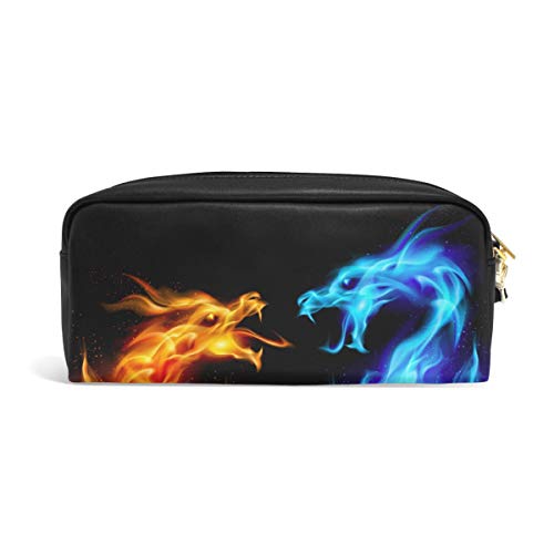 Pencil Case Abstract Animal Dragon Pattern Leather Pen Pencil Case Box Pouch Zipper Makeup Cosmetic Bag Travel