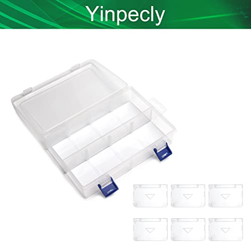 Yinpecly Component Storage Box 200x130x45mm Adjustable Divider 8 Grids Removable Compartment PP Organizer for Jewelry Beads Earring Container Tool Fishing Hook Small Accessories 1Pcs