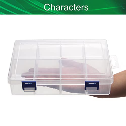 Yinpecly Component Storage Box 200x130x45mm Adjustable Divider 8 Grids Removable Compartment PP Organizer for Jewelry Beads Earring Container Tool Fishing Hook Small Accessories 1Pcs