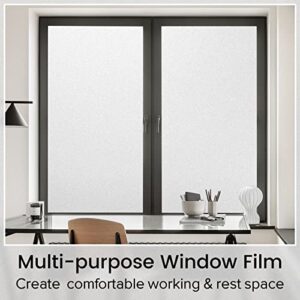 rabbitgoo Window Privacy Film, Frosted Removable Glass Covering for Bathroom, Opaque Static Cling Heat Control Door Sticker for Home Office Living Room, Non-Adhesive (Matte White, 17.5 x 78.7 inches)