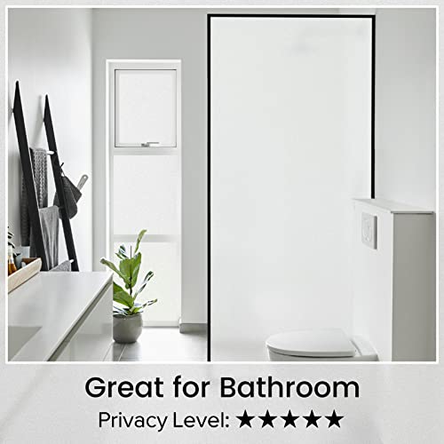 rabbitgoo Window Privacy Film, Frosted Removable Glass Covering for Bathroom, Opaque Static Cling Heat Control Door Sticker for Home Office Living Room, Non-Adhesive (Matte White, 17.5 x 78.7 inches)