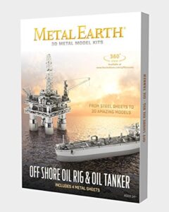 fascinations metal earth off shore oil rig & oil tanker gift box set 3d metal model kit