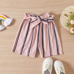 DREAM BUS Girl Outfit Toddler Clothes Striped Sleeveless Shorts Sets Tie Knot Beach Black Summer 12-18 Months