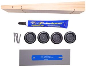 pine derby drilled car kit with pro graphite and 3oz flexible cuttable stick-on tape weight by pinewood pro