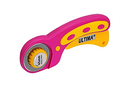 Ultima 45mm Rotary Cutter Kit – Ergonomic Rotary Cutter with 8 SKS-7 Steel Blades, Straight & Pattern-Cut