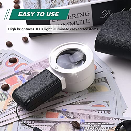 Magnifying Glass with Light, 30X Handheld Magnifier Double Lens with 4 Light for Coins, Map, Jewelry, Macular Degeneration