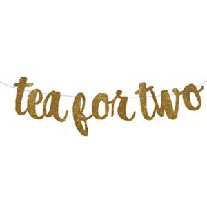 Tea for Two Banner Garland Sign, Glitter Gold Tea Party Banner, Alice in Wonderland, Smash Cake, 2nd Birthday, Tea Party