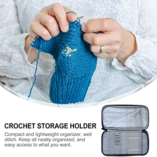 Crochet Portable Pouch Tote Storage Blue Organizer Circular Capacity Knitting Bag and for Oxford Hook Cloth Case Needles Holder Yarn Sewing Empty Hooks Multifunctional Supplies