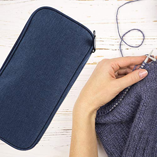 Crochet Portable Pouch Tote Storage Blue Organizer Circular Capacity Knitting Bag and for Oxford Hook Cloth Case Needles Holder Yarn Sewing Empty Hooks Multifunctional Supplies