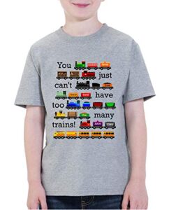 waldeal boys’ too many trains tee kids short sleeve graphic t shirt 3t grey