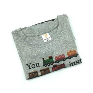 Waldeal Boys' Too Many Trains Tee Kids Short Sleeve Graphic T Shirt 3T Grey