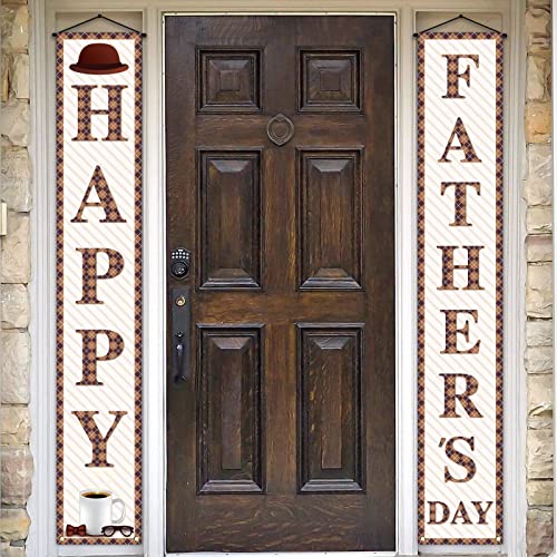 Happy Father's Day Porch Banner I Love Dad Coffee Hat Best Dad Ever Front Door Sign Wall Hanging Banner Party Decoration