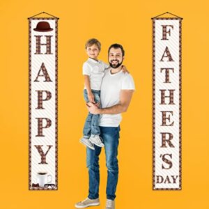 Happy Father's Day Porch Banner I Love Dad Coffee Hat Best Dad Ever Front Door Sign Wall Hanging Banner Party Decoration