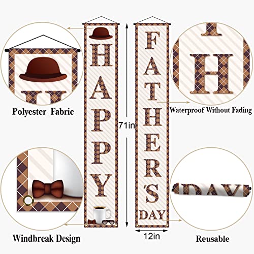 Happy Father's Day Porch Banner I Love Dad Coffee Hat Best Dad Ever Front Door Sign Wall Hanging Banner Party Decoration