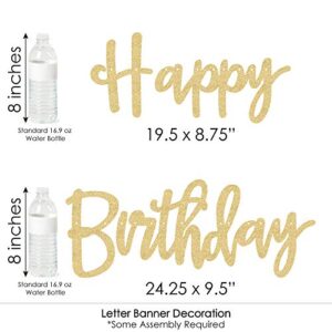 Big Dot of Happiness Adult 70th Birthday - Gold - Birthday Party Letter Banner Decoration - 36 Banner Cutouts - No-Mess Real Gold Glitter Happy Birthday Banner Letters