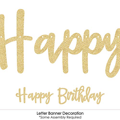 Big Dot of Happiness Adult 70th Birthday - Gold - Birthday Party Letter Banner Decoration - 36 Banner Cutouts - No-Mess Real Gold Glitter Happy Birthday Banner Letters