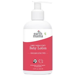earth mama simply non-scents baby lotion | fragrance-free with organic calendula + rooibos for sensitive skin, 8-fluid ounce