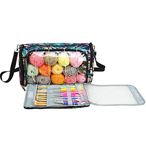 Crochet Bag | Yarn Tote Organizer | Crochet Tote Bag for Yarn Storage, Yarn Storage Tote with Holes for Knitting Needles Crochet Hooks Project Accessories