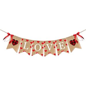love burlap banner, valentine’s day decorations, romantic home indoor funny hanging valentines decorations