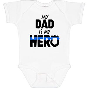 inktastic my dad is my hero police officer family baby bodysuit 6 months 0020 white 39406