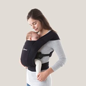 ergobaby embrace cozy newborn baby wrap carrier (7-25 pounds), ponte knit, pure black