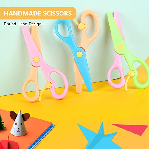 3Pcs Children's Hand Scissors,Kids Scissors,Preschool Training Scissors,Plastic Elastic Scissors,Pre-School Art Craft Kids / School Scissors