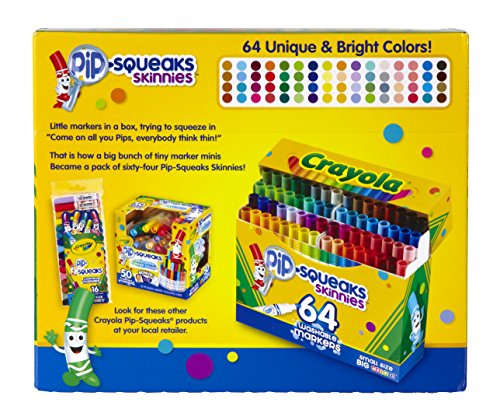 Crayola Pip-Squeaks Skinnies Washable Markers, 64 count, Great for Home or School, Perfect Art Tools