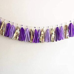 Purple Gold Birthday Party Decorations Qian's Party Purple Gold Confetti Balloons Happy Birthday Banner Purple Gold Birthday Party Supplies for Women's 20th/30th/40th/50th Birthday Party Decorations