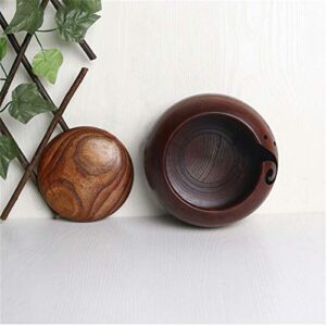 Handmade Wooden Yarn Bowl with Cover for Knitting Needles and Crocheting 6", Wooden Yarn Bowl for Moms and Grandmothers