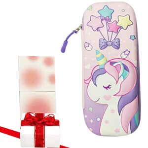 unicorn pencil case for girls ,3d plastic pen box medium capacity with compartment cute unicorn pencil pouch,kids school supply organizer stationery bag gift for kids