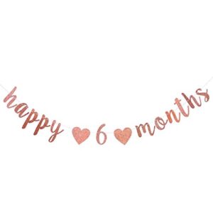 rose gold glitter happy 6 months banner, half way to one bunting garlands, happy 1/2 birthday/anniversary party decoration supplies