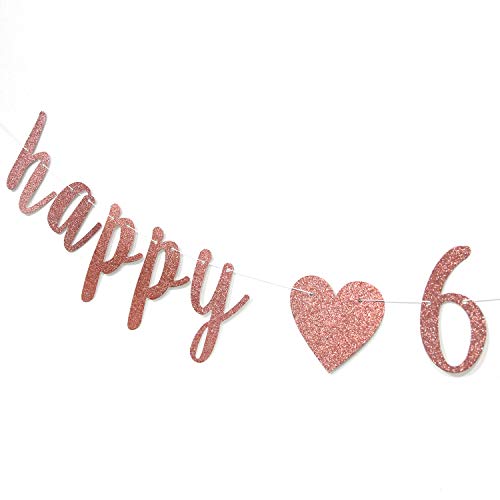 Rose Gold Glitter Happy 6 months Banner, Half Way to One Bunting Garlands, Happy 1/2 Birthday/Anniversary Party Decoration Supplies