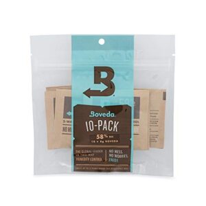 boveda 58% humidity control packets – 2 way humidity control packs- size 8-10 count resealable bag – humidity control accessories – bulk humidity packs – relative humidity packs – humidity packet