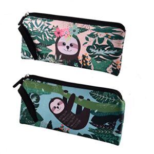 cute pencil case, sloths pencil box pouch,pouch medium capacity with zipper kids cute pencil case portable travel makeup bag for women 8.7 × 4.3 inch(sloths gifts 2 pack)