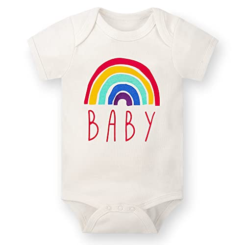 BDONDON Unique Rainbow Baby Onesie Natural Color Newborn Baby Girl Bodysuit 0-3 Months Short Sleeve Rainbow Shirt (Rainbow G-2, 0-3 Months)