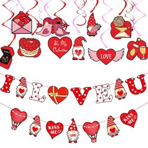 valentines day decoration kit 2pcs valentines day banner 14pcs hanging swirls valentines day decor for valentine’s day supplies wedding party decorations
