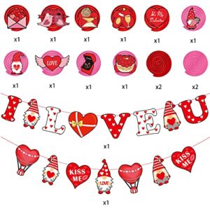 Valentines Day Decoration Kit 2pcs Valentines Day Banner 14pcs Hanging Swirls Valentines Day Decor for Valentine's Day Supplies Wedding Party Decorations