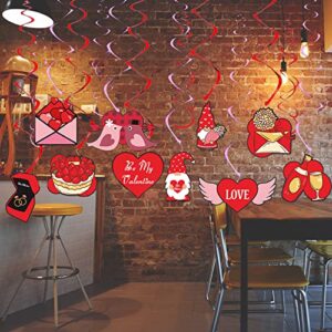 Valentines Day Decoration Kit 2pcs Valentines Day Banner 14pcs Hanging Swirls Valentines Day Decor for Valentine's Day Supplies Wedding Party Decorations