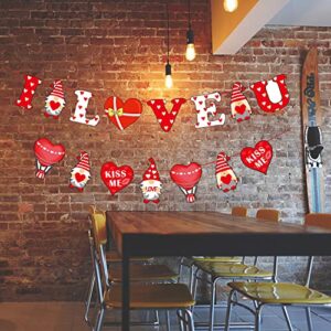 Valentines Day Decoration Kit 2pcs Valentines Day Banner 14pcs Hanging Swirls Valentines Day Decor for Valentine's Day Supplies Wedding Party Decorations